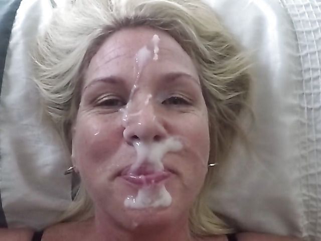 Mature wife with cum on face