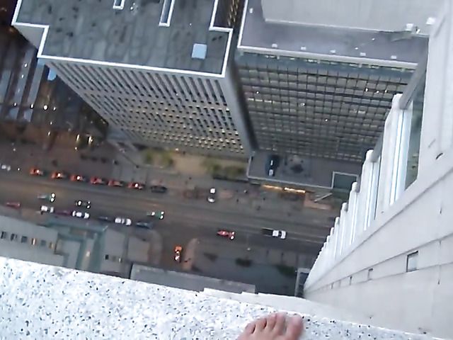 Extreme blowjob on the edge of skyscraper