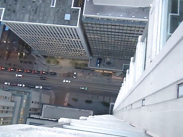 Extreme blowjob on the edge of skyscraper