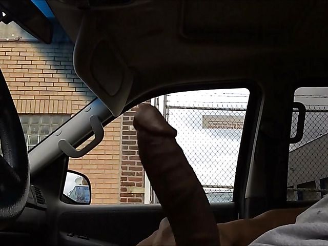 Big cock exposed in the car in public places