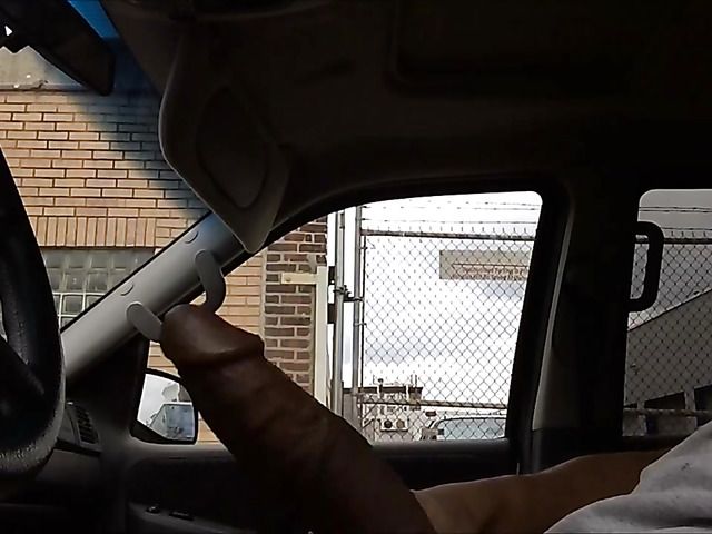 Big cock exposed in the car in public places