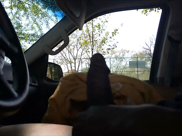 Big cock exposed in the car in public places