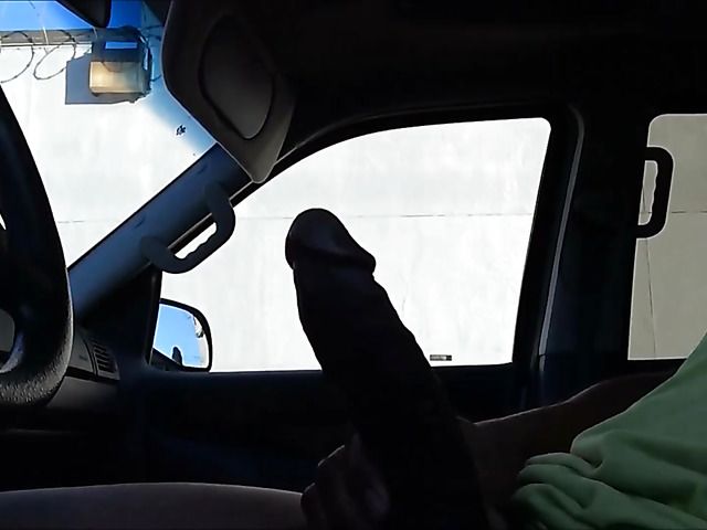 Big cock exposed in the car in public places