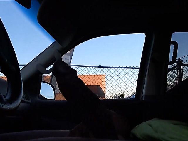 Big cock exposed in the car in public places