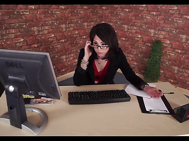 Skinny secretary shows her naughty parts