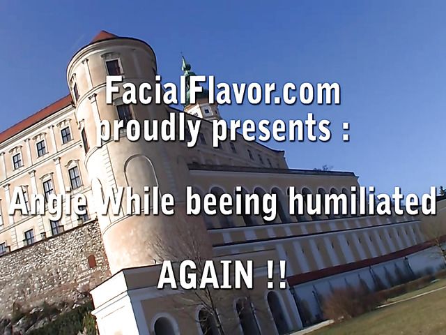 Blindfolded chesty brunette throated and facialized