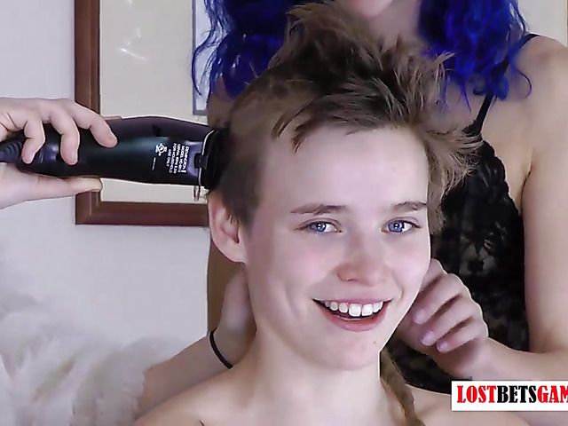 Bushy teen loses bet and gets nude