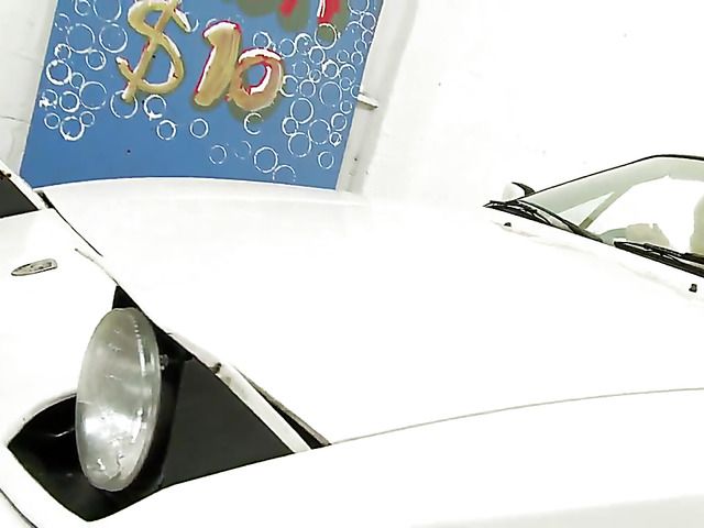 Lesbian car wash babes play with toys