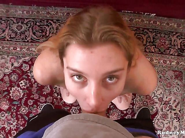 Dick sucking and cum swallow with girl next door