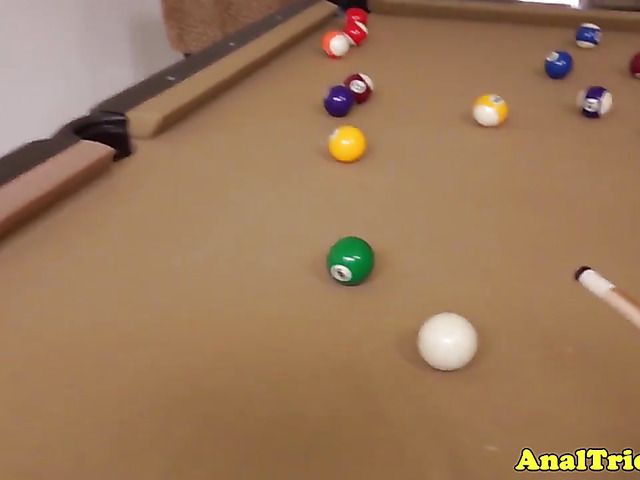 Hottie gets anal drilled on the pool table