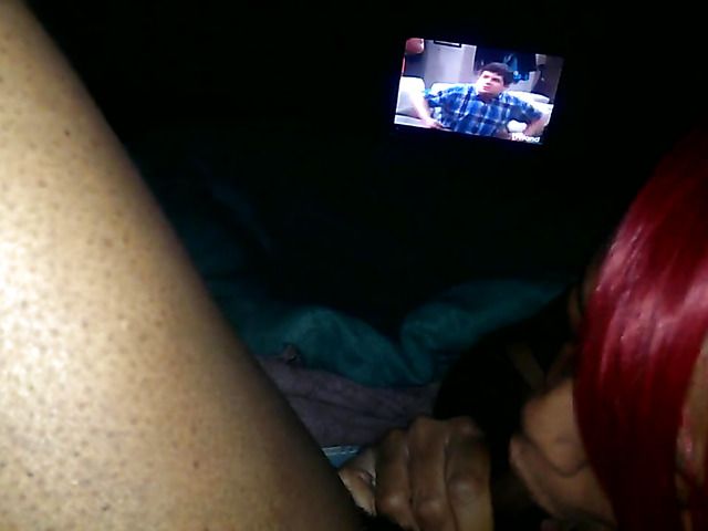 Pink haired ebony wife sucks it dry