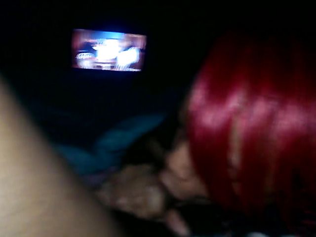 Pink haired ebony wife sucks it dry