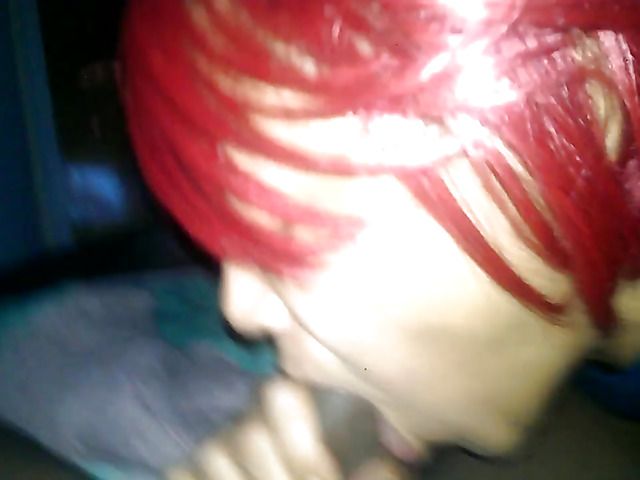 Pink haired ebony wife sucks it dry