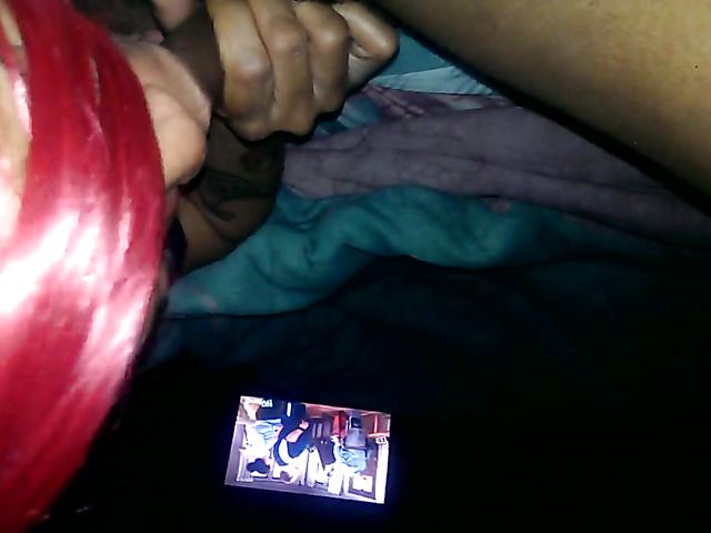 Pink haired ebony wife sucks it dry