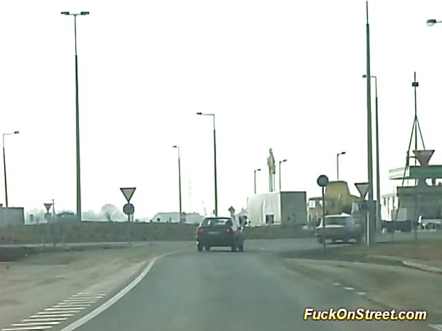Street anal fuck next to car