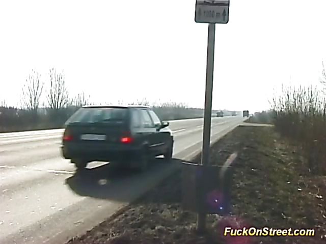 Street anal fuck next to car