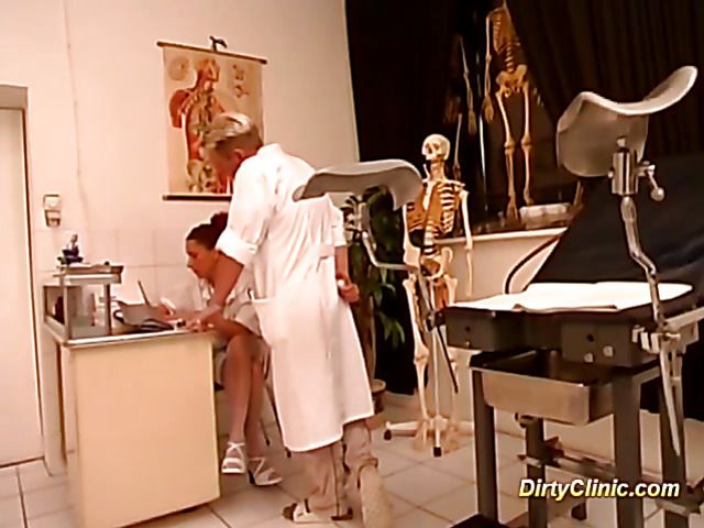 Shaved girl with long pussy lips gets nailed by a doctor