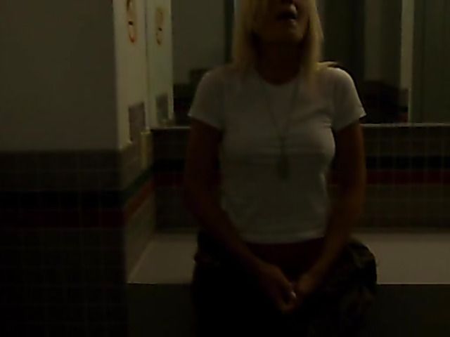 Cock sucking in the bathroom with two hot blondes