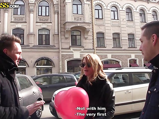Russian blonde Natali picked up and double fucked
