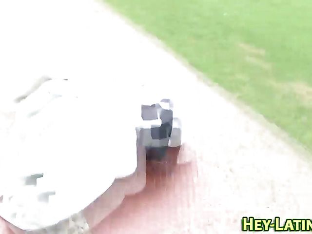 Latina in bikini picked up and banged outdoors