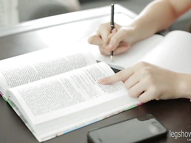 Young student girl in red skirt gets boned