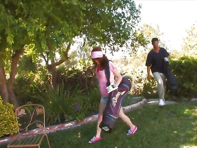 Red-haired young golf girl gets hardcored