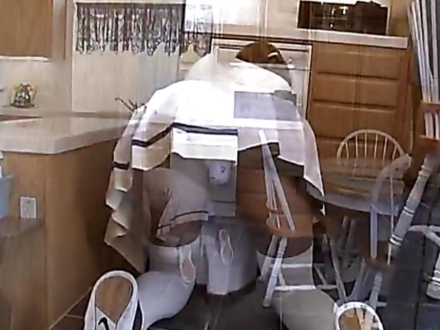 Teen double penetration in the kitchen