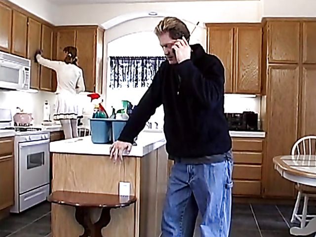 Teen double penetration in the kitchen