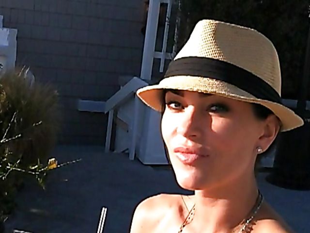 Lovely big tit brunette Jasmine Waltz in black bikini