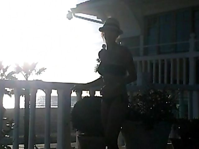 Lovely big tit brunette Jasmine Waltz in black bikini