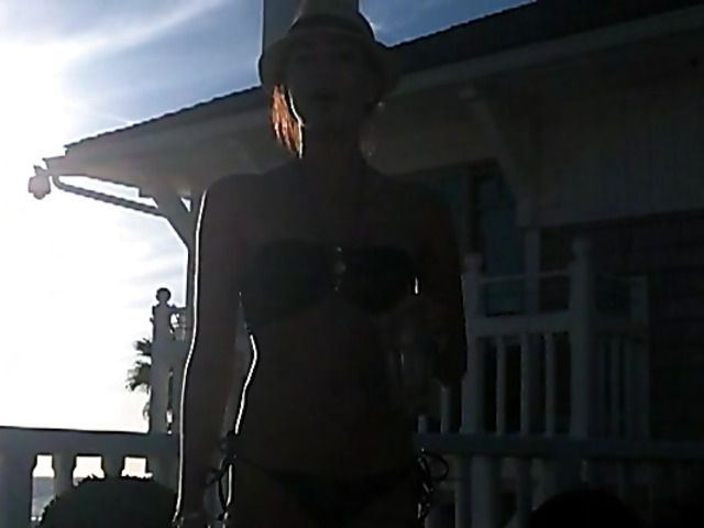 Lovely big tit brunette Jasmine Waltz in black bikini