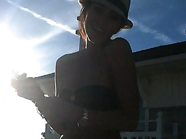 Lovely big tit brunette Jasmine Waltz in black bikini