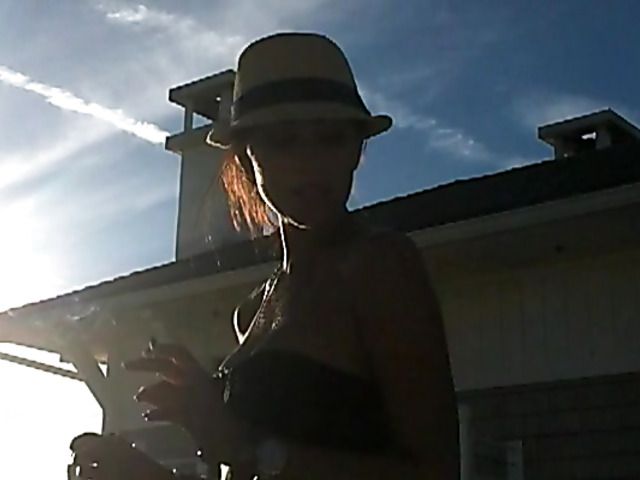 Lovely big tit brunette Jasmine Waltz in black bikini