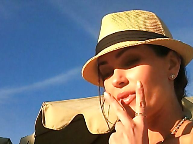 Lovely big tit brunette Jasmine Waltz in black bikini