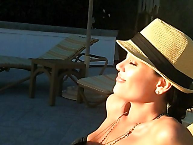 Lovely big tit brunette Jasmine Waltz in black bikini