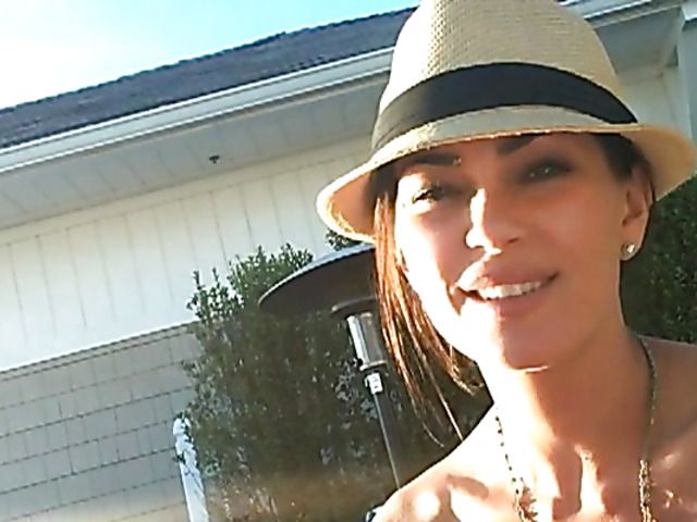 Lovely big tit brunette Jasmine Waltz in black bikini