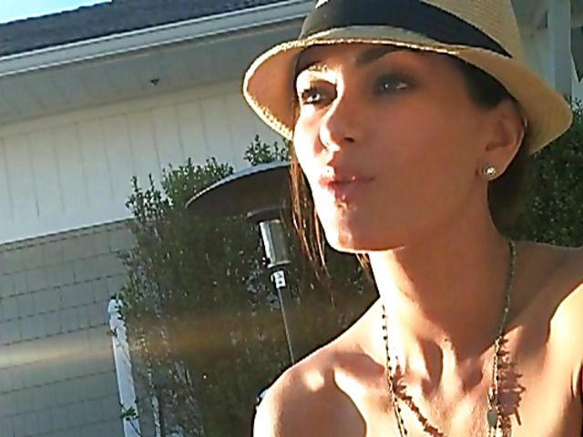 Lovely big tit brunette Jasmine Waltz in black bikini