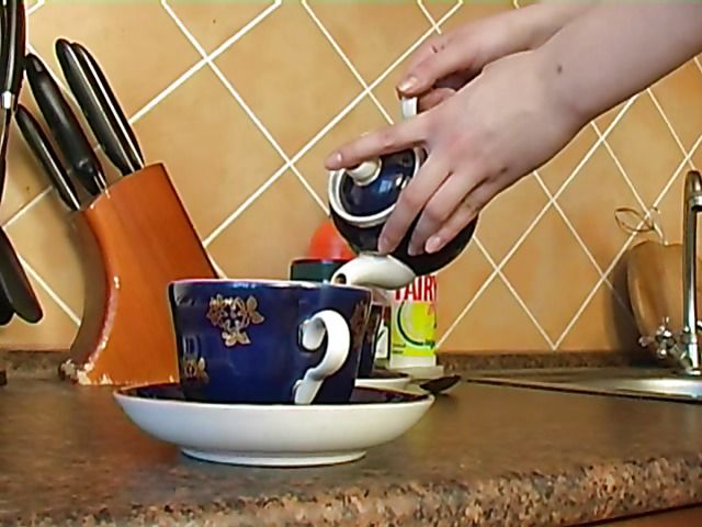 Russian teen blonde fucking in the kitchen