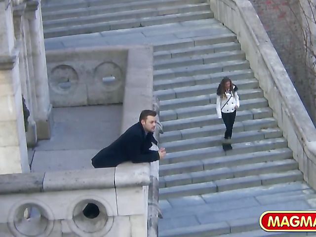 Busty chick gets every hole stuffed after public flashing