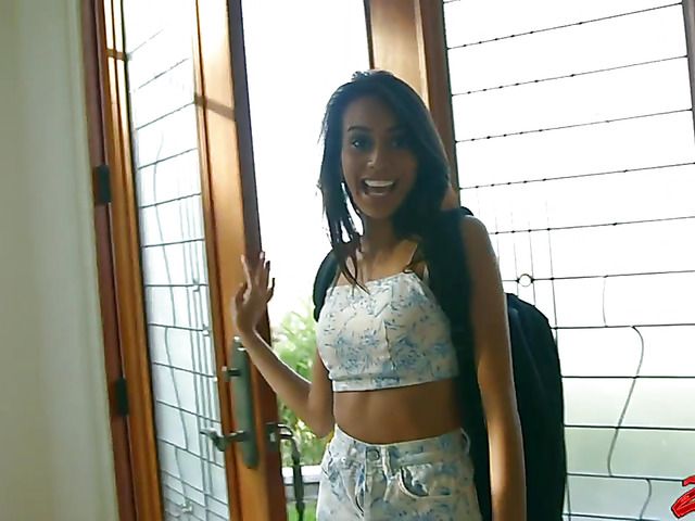 Sex with gorgeous brunette and cum on pussy