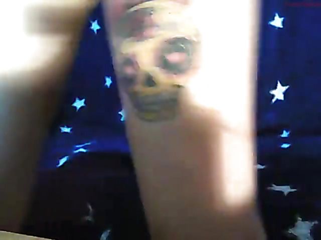 Tattooed cam hottie in panties smokes and masturbates