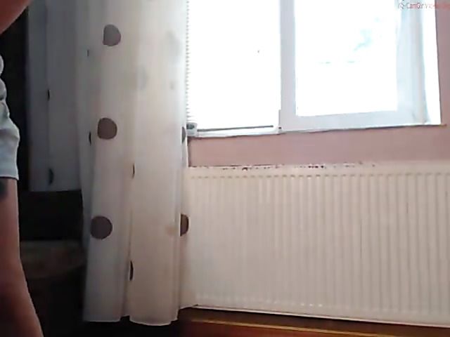 Redhead in zebra panties smoking and masturbating