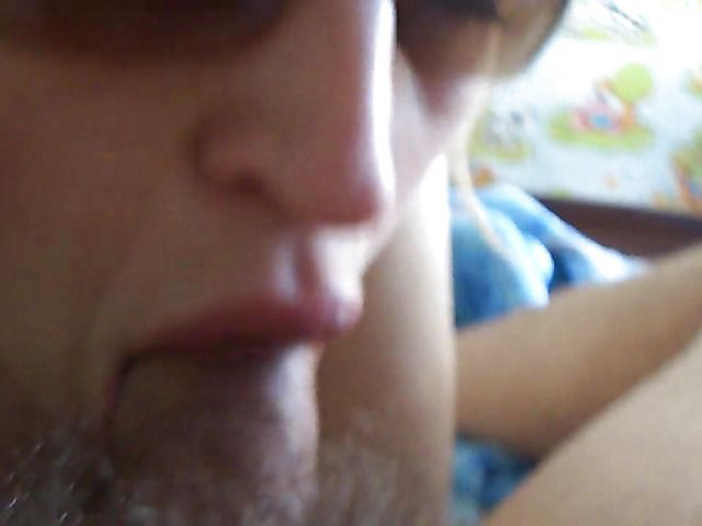 Wife in sunglasses gives blowjob to her hairy husband