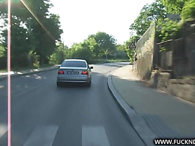 Outdoor anal sex by a car with sweet redhead