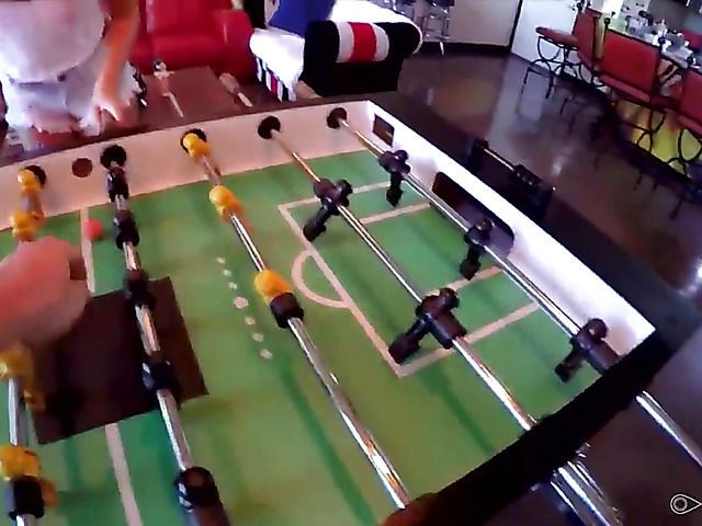 Hottie sucks and fucks POV after a game of foosball