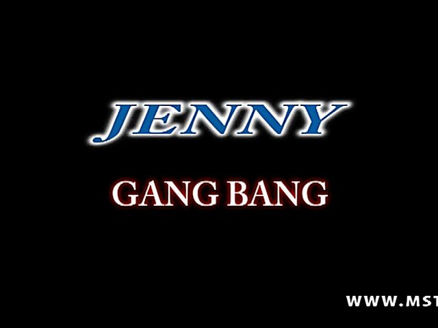 Busty ebony Jenny loves interracial gangbang and DP