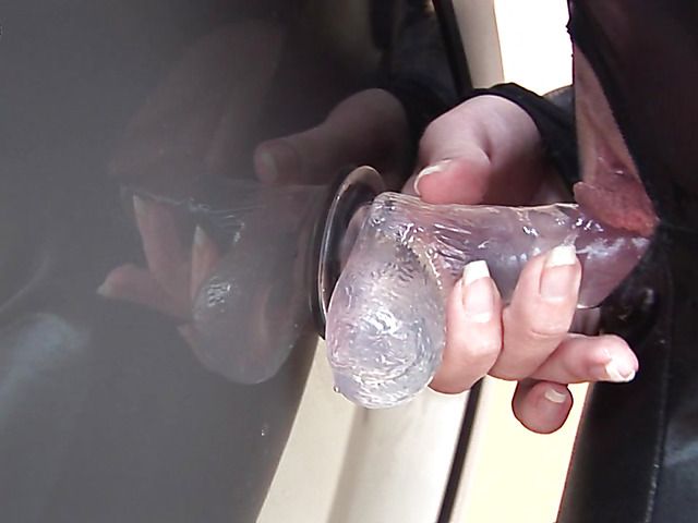 Teen with bald pussy loves her suction cup dildo