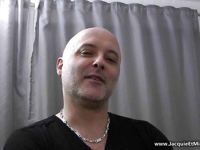 Slim brunette next door Amandine has a threesome