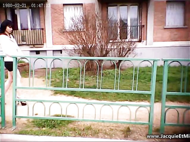 Slim brunette next door Amandine has a threesome