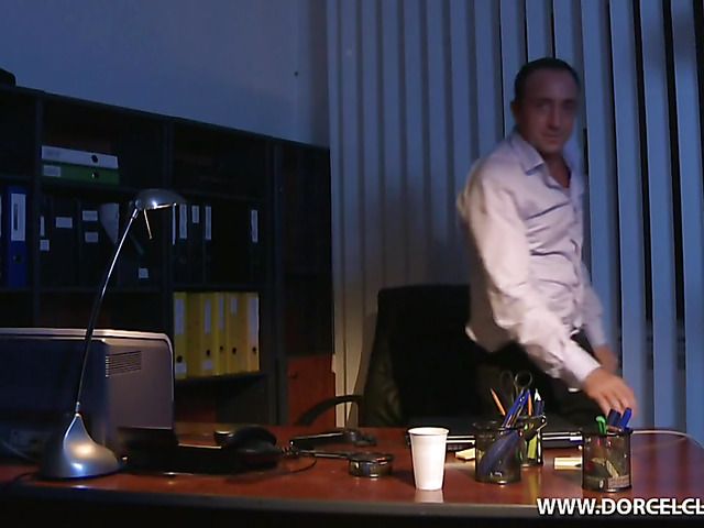 Busty MILF secretary working late and fucking hard